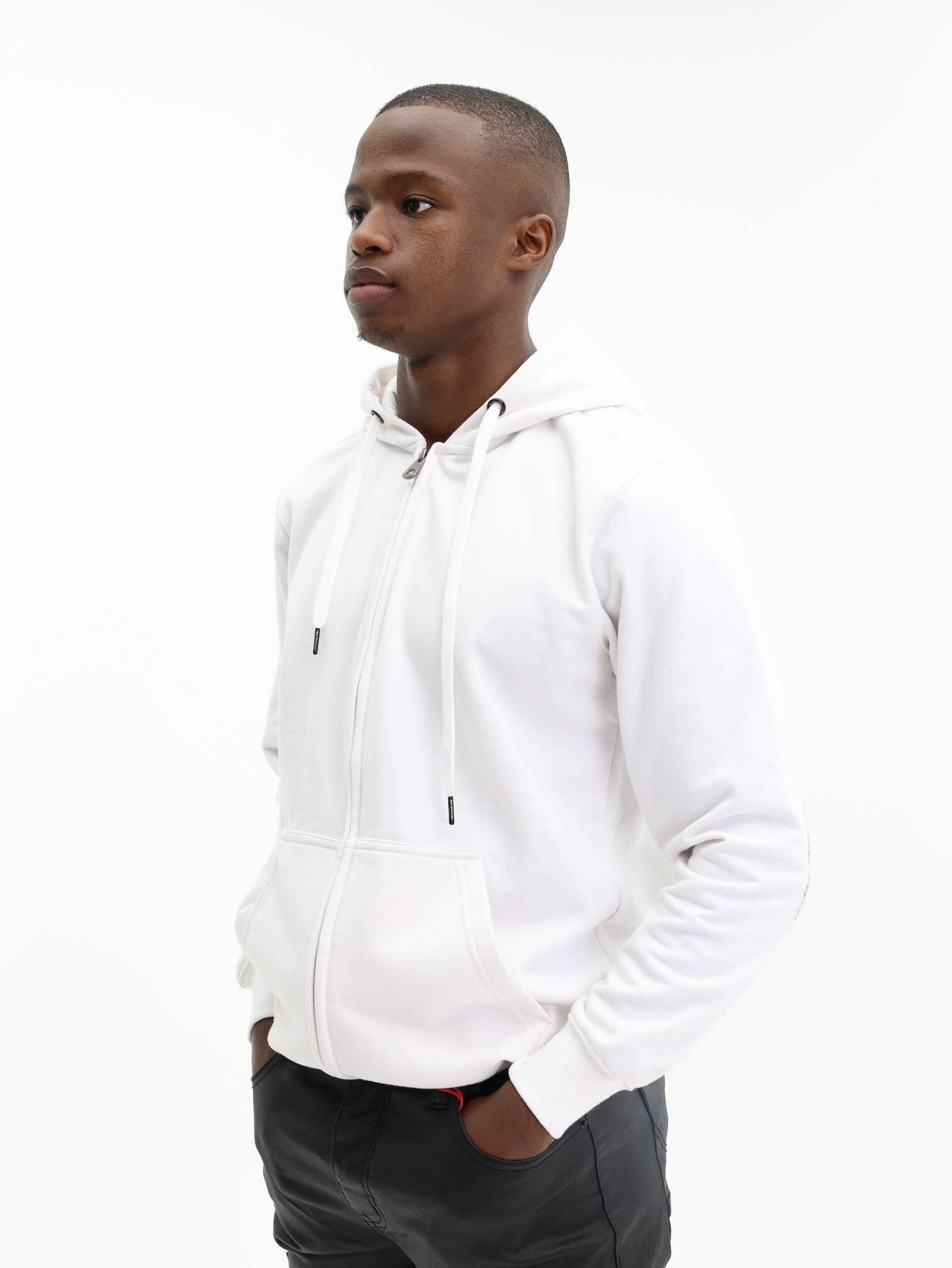Ben Sherman Jacket Check Emb Zip Thru Hoodie White